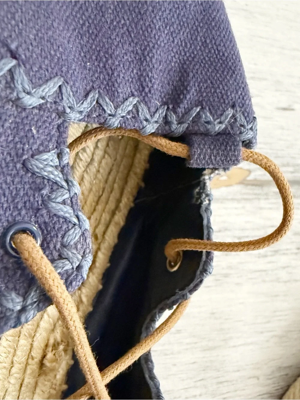 Tory Burch Navy Blue Canvas Lace-Up Espadrilles